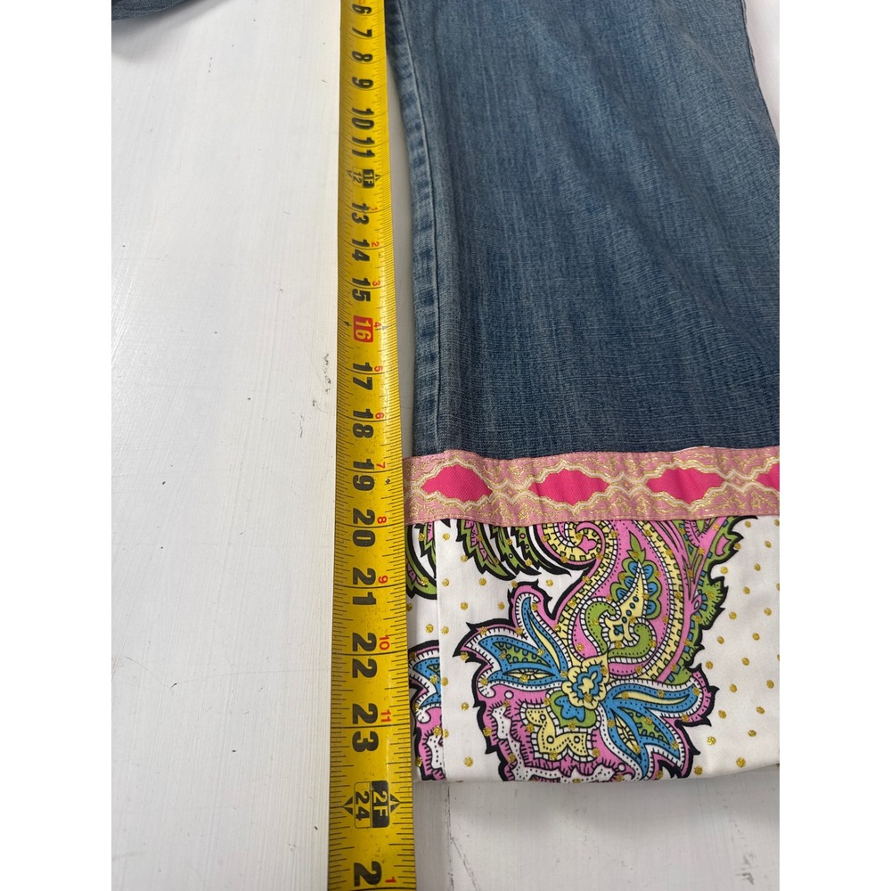 VTG JL New York Bohemian Paisley Cuff Sash Belt Cropped Wide Leg Size 14 Women - Picture 9 of 9